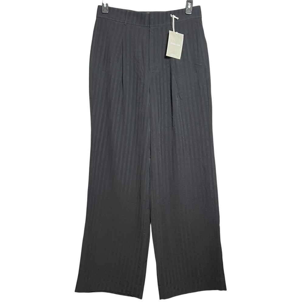 NEW Everlane City Stripe Way High Drape Pants SIZE 10 Black Wide Leg Pleated NWT